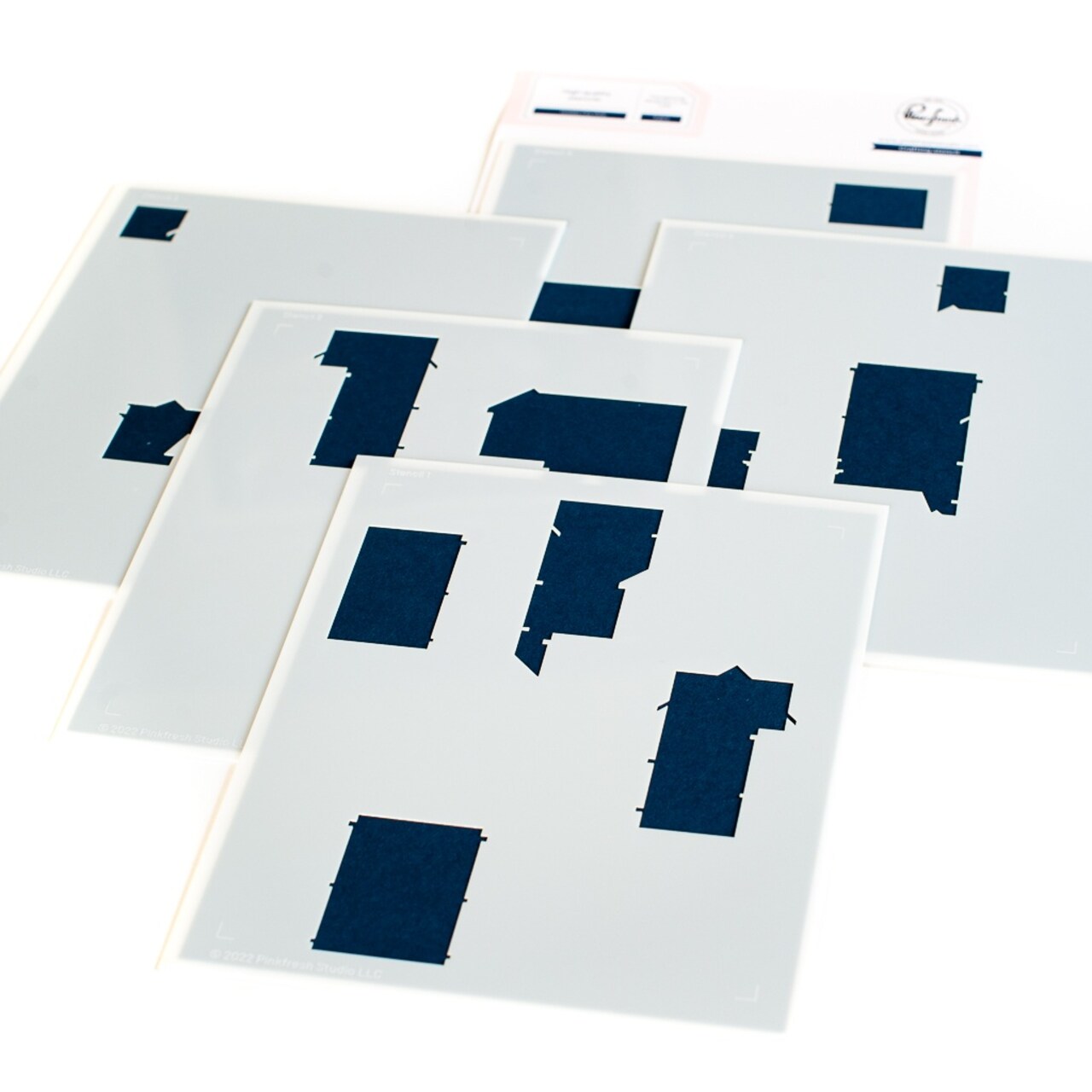 Pinkfresh Studio Stencils 4.25"X5.25" 5/Pkg-Holiday City View Layering